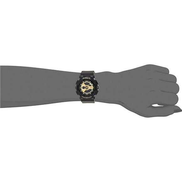Casio Women's BA-110-1ACR Baby-G Goldtone Analog-Digital Display and Black Watch - Picture 2 of 6